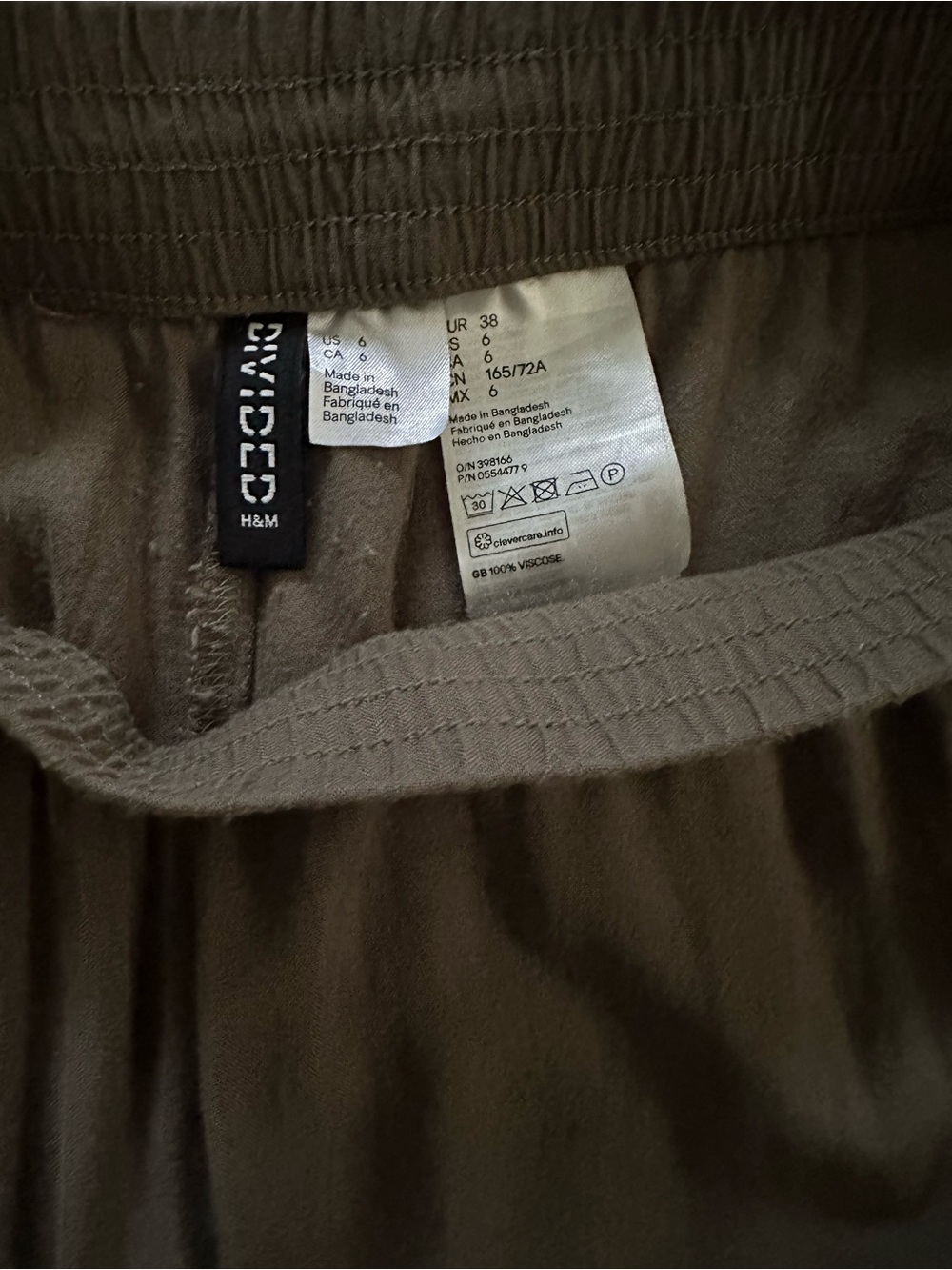 H&M Olive Green Elastic Waist Drapey Pants - Picture 3 of 3
